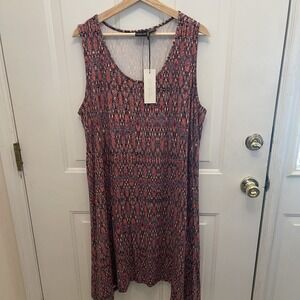 Rachel Zoe‎ Plus Size 2X Dress Ikat Print Dress Stretchy Scoop Neck  NWT